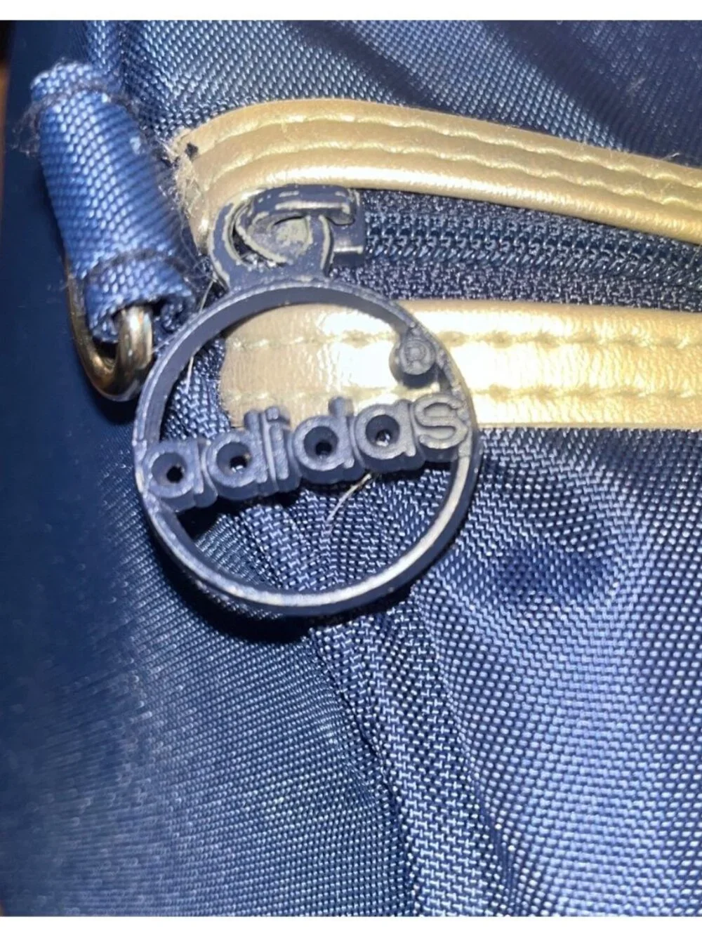 Adidas Blue Silver Retro Gym Duffel Bag With Trefoil Logo Lightweight Nylon - Picture 4 of 7